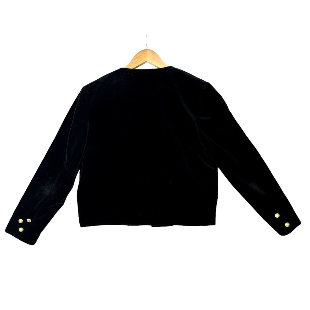 Black Velvet Military Styled Jacket Cotton Made in West Germany - Picture 4 of 9